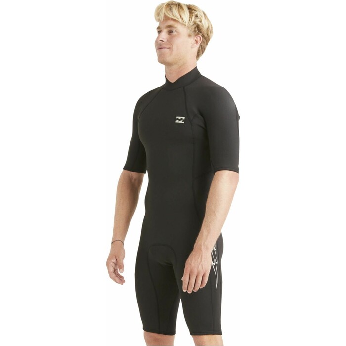 2024 Billabong Mens Absolute 2mm Flatlock Back Zip Shorty Wetsuit ABYW500117 - Black